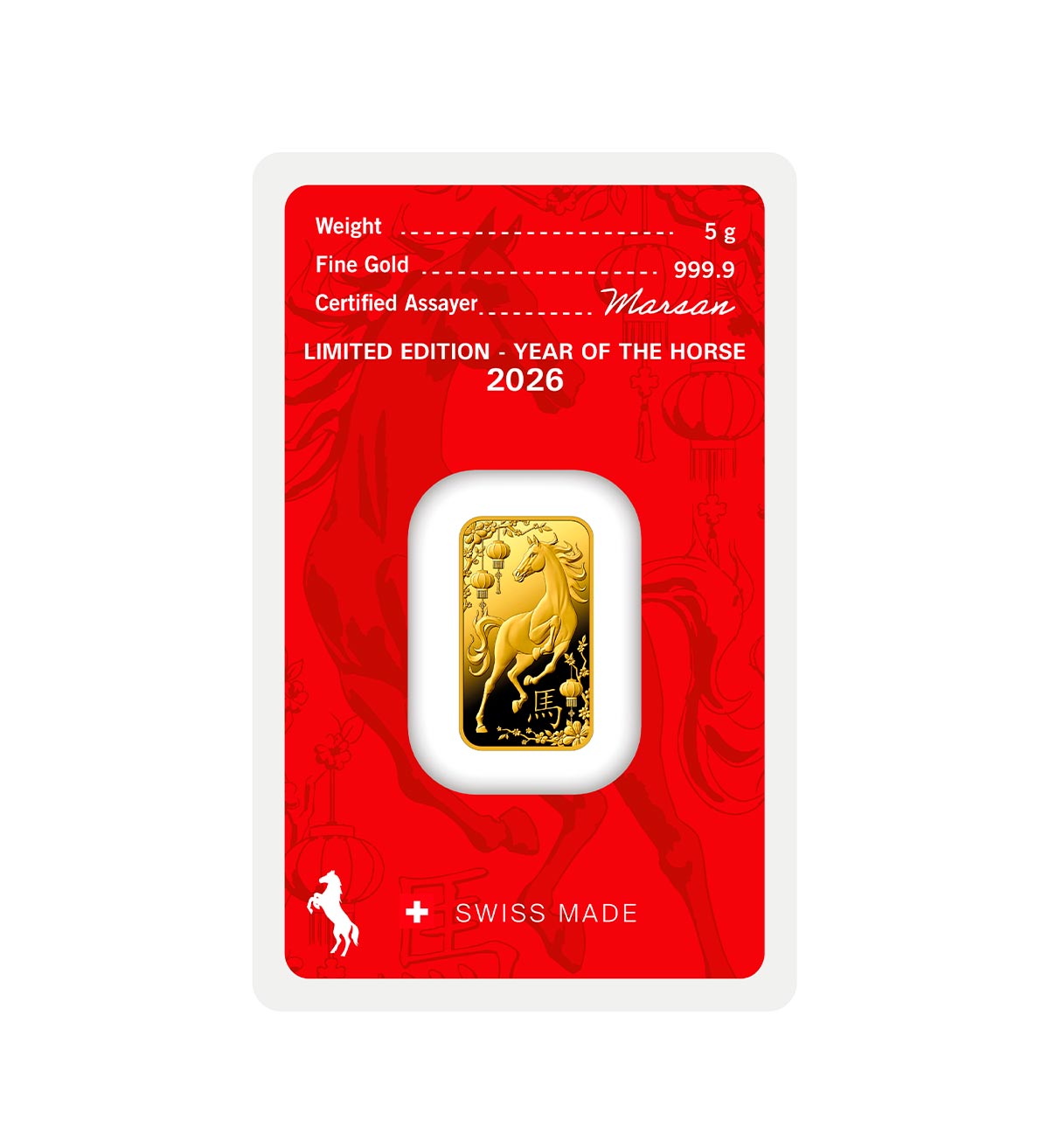Lingote Argor-Heraeus Oro 5g Año del Caballo 2026